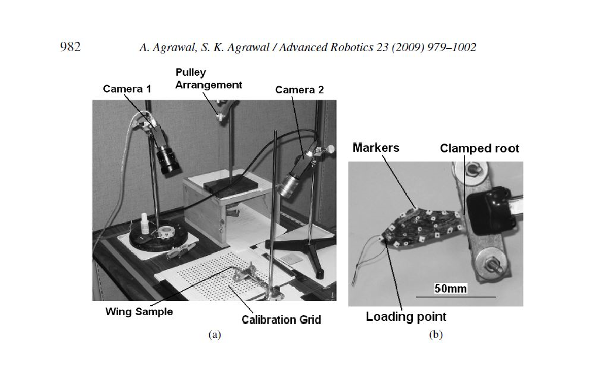 Laboratory setup to obtain the load-deformation profile of the wing with the vision system