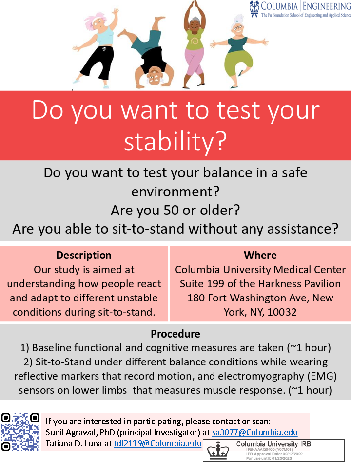 Test your balance while you transition from sitting to standing. Participants will receive $50 for their time.