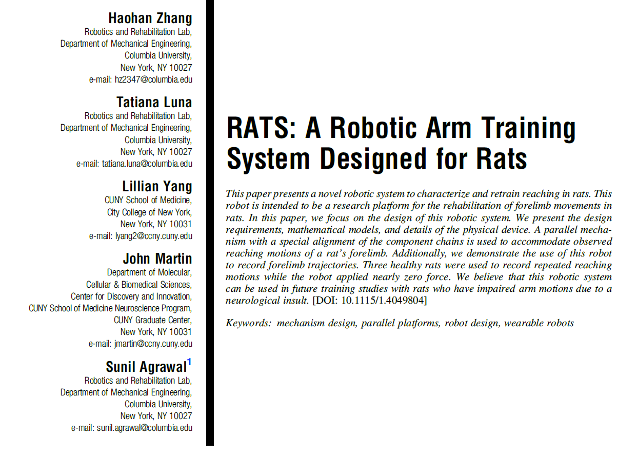 RATS: a robotic arm training system designed for rats