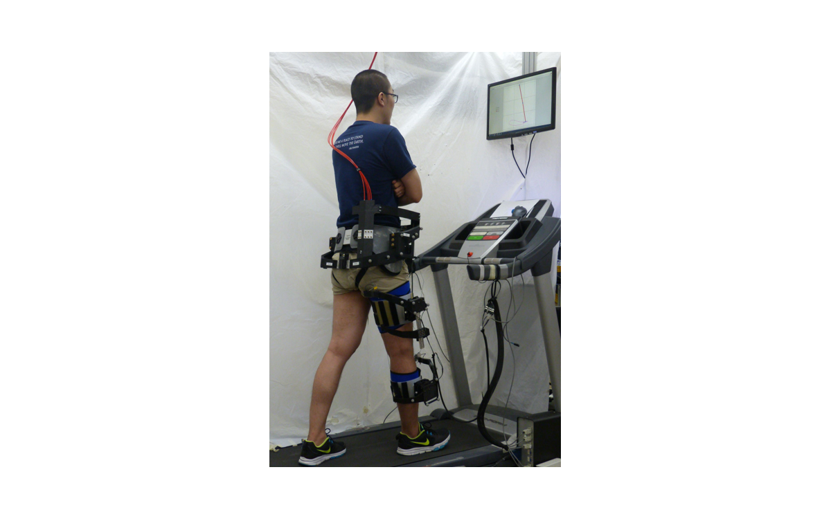 A subject wearing C-Alex during gait training A subject wearing C-Alex during gait training
