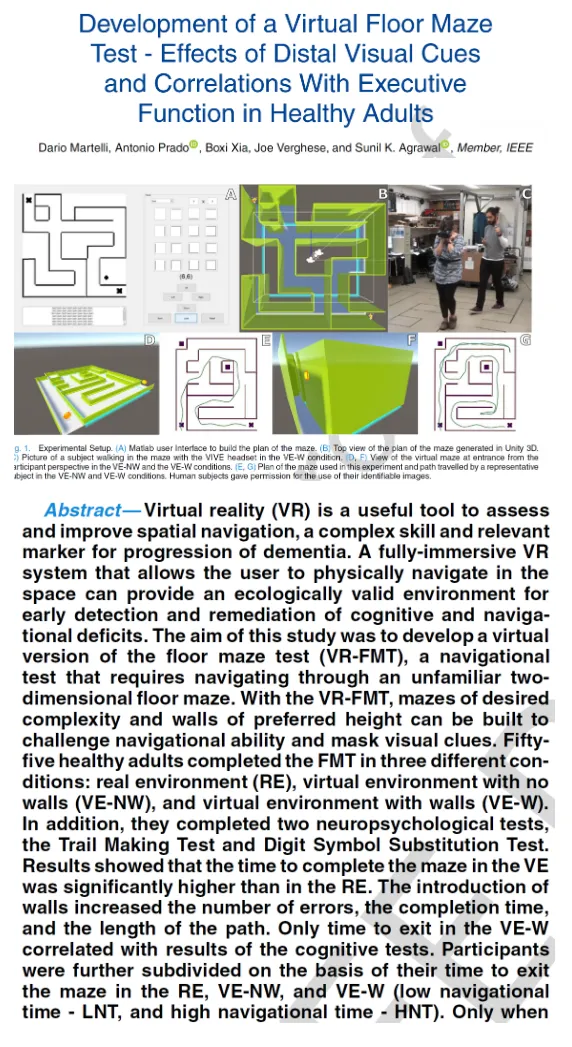 VR Maze Test publication
