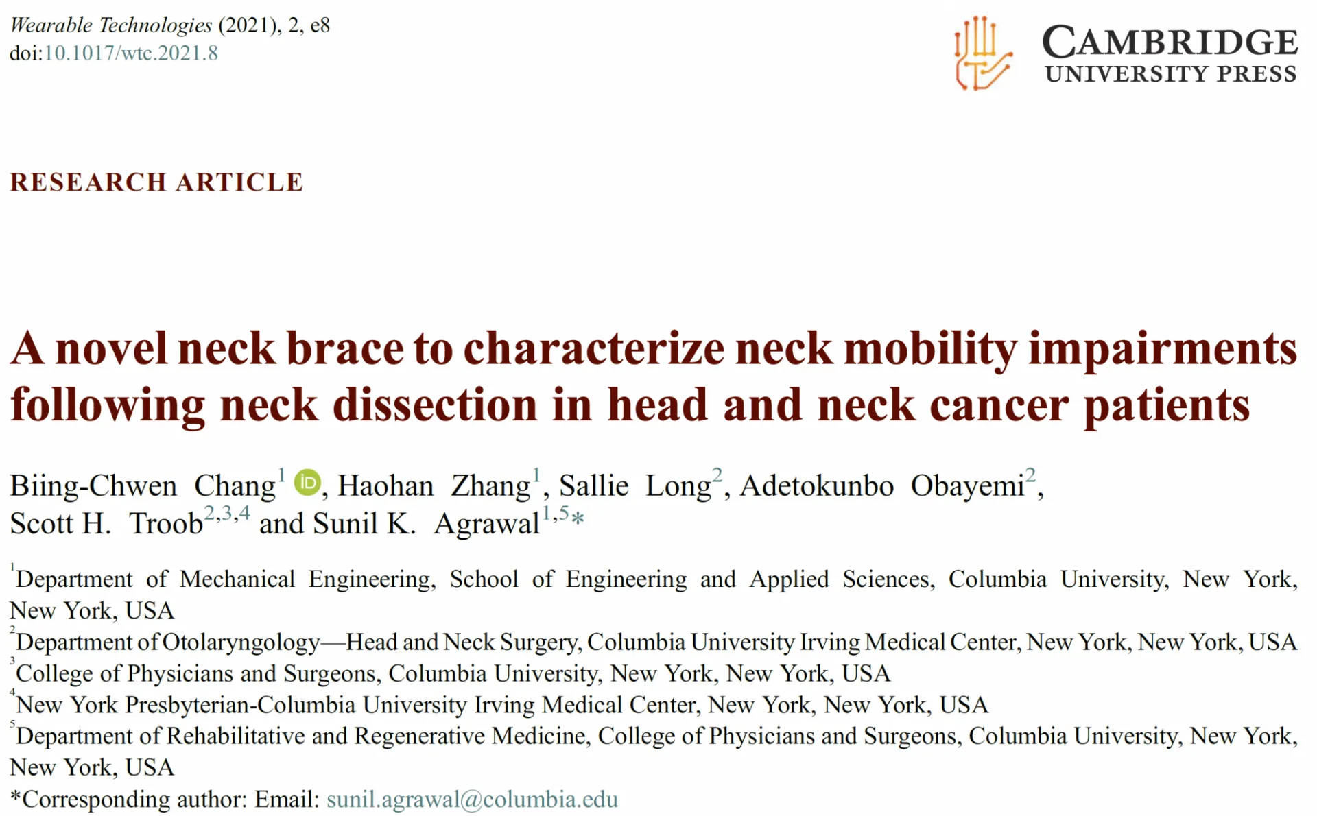 A novel neck brace to characterize neck mobility after neck surgery in cancer patients.