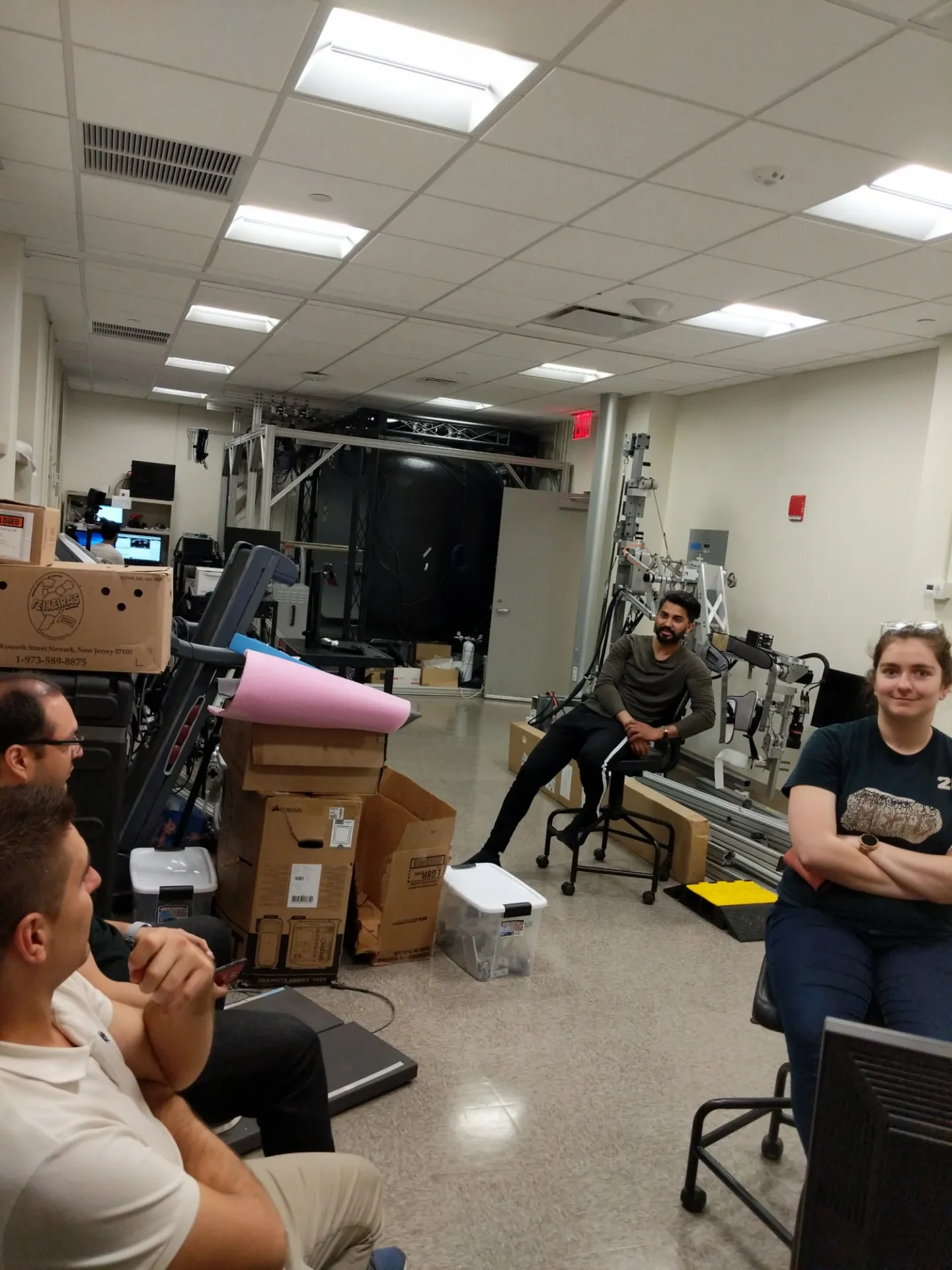 After a long day of moving all the parts, the team is taking a much needed break!
