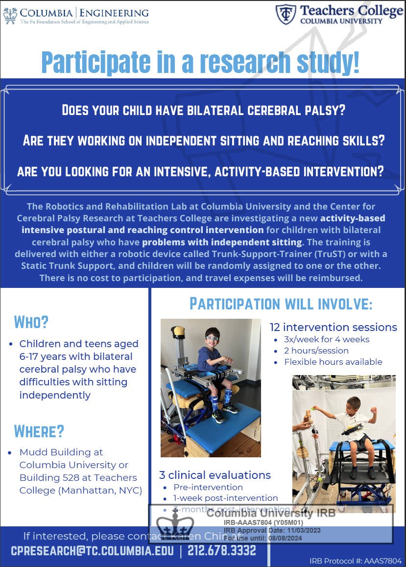 The Trunk Support Trainer (TruST) project is recruiting! The Trunk Support Trainer (TruST) project is recruiting!